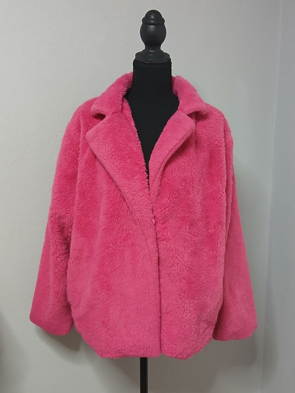 Vigoss Hot Pink Teddy Jacket - Plush Faux Fur Women's Coat